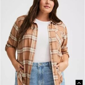 Torrid Tan Plaid Shirt New With Tags